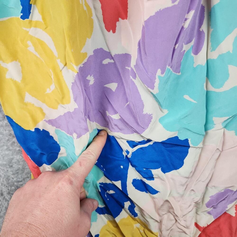 Vintage Silks St Gillian Dress Womens 6 Multicolor Silk Ruched Sheath 80s Art - Picture 9 of 16